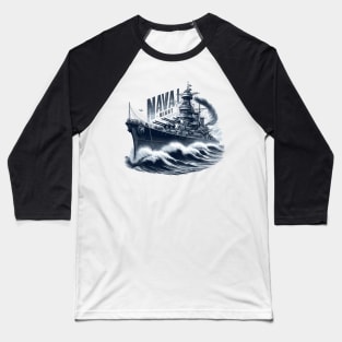 Battleship, Naval Might Baseball T-Shirt